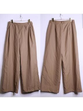 NWT Tan Asymmetrical Waist Wide Leg Trousers - Large